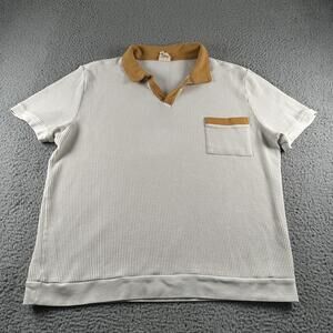 Dandy Del Mar Polo Waffle Knit Shirt Mens 3XL(2XL Fits) Beige Casual Resort